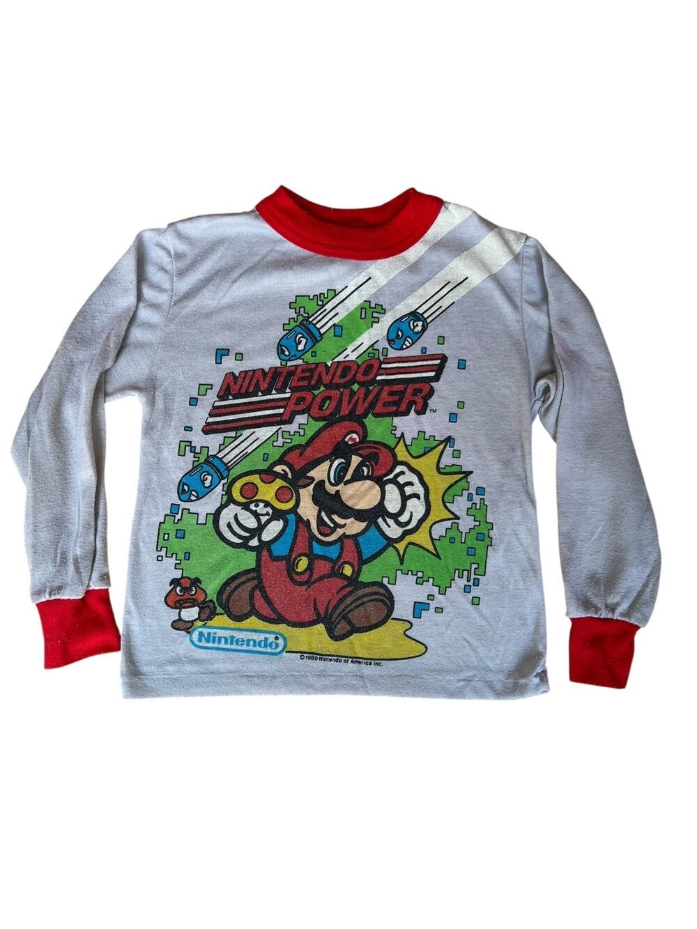 VINTAGE 1989 Very Rare NINTENDO SUPER MARIO BROS Nintendo Power Shirt White SZ 8